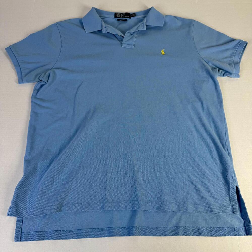 Custom Fit Ralph Lauren Light Blue Polo Yellow Horse Size XL